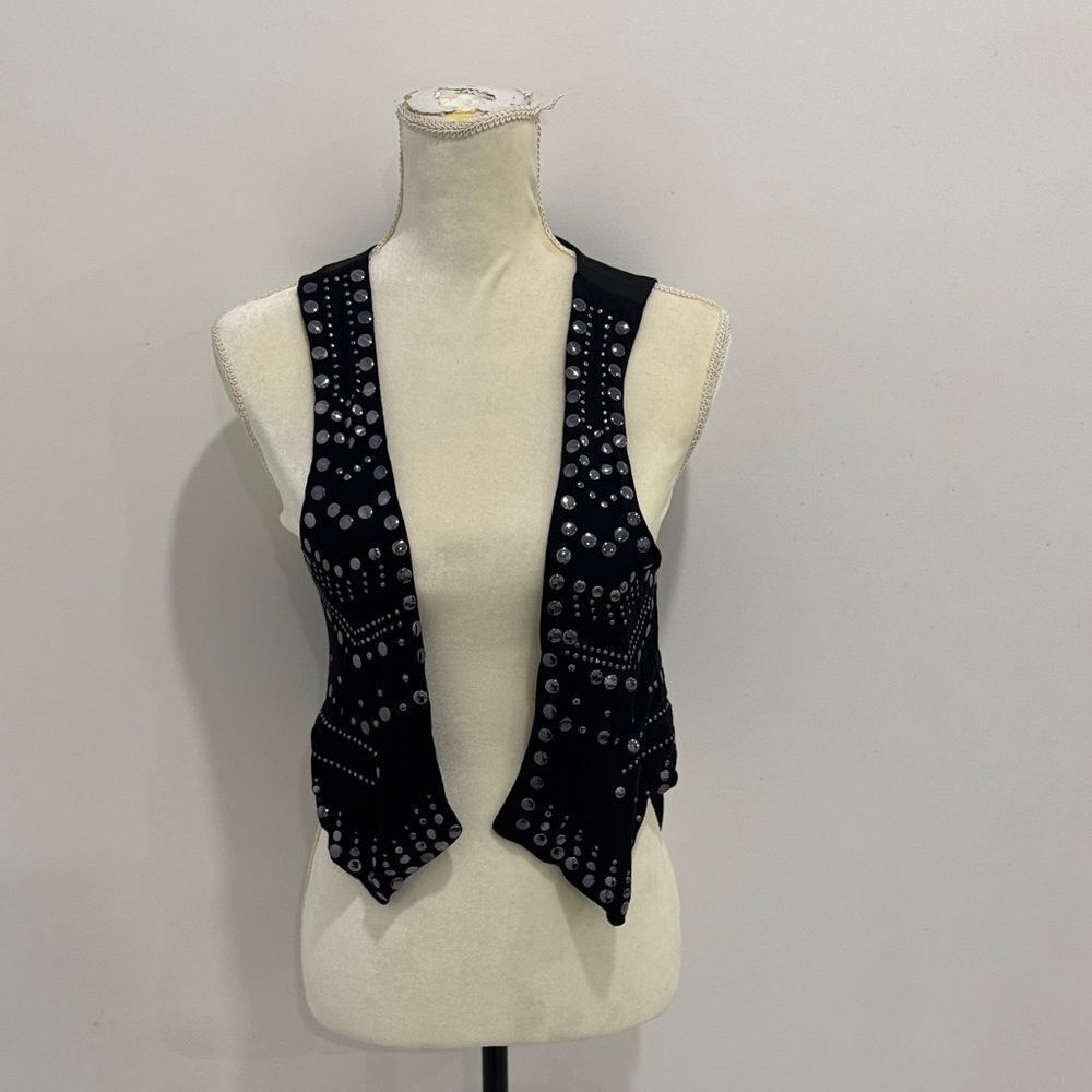 Love Token Black Vest with Metallic Accents